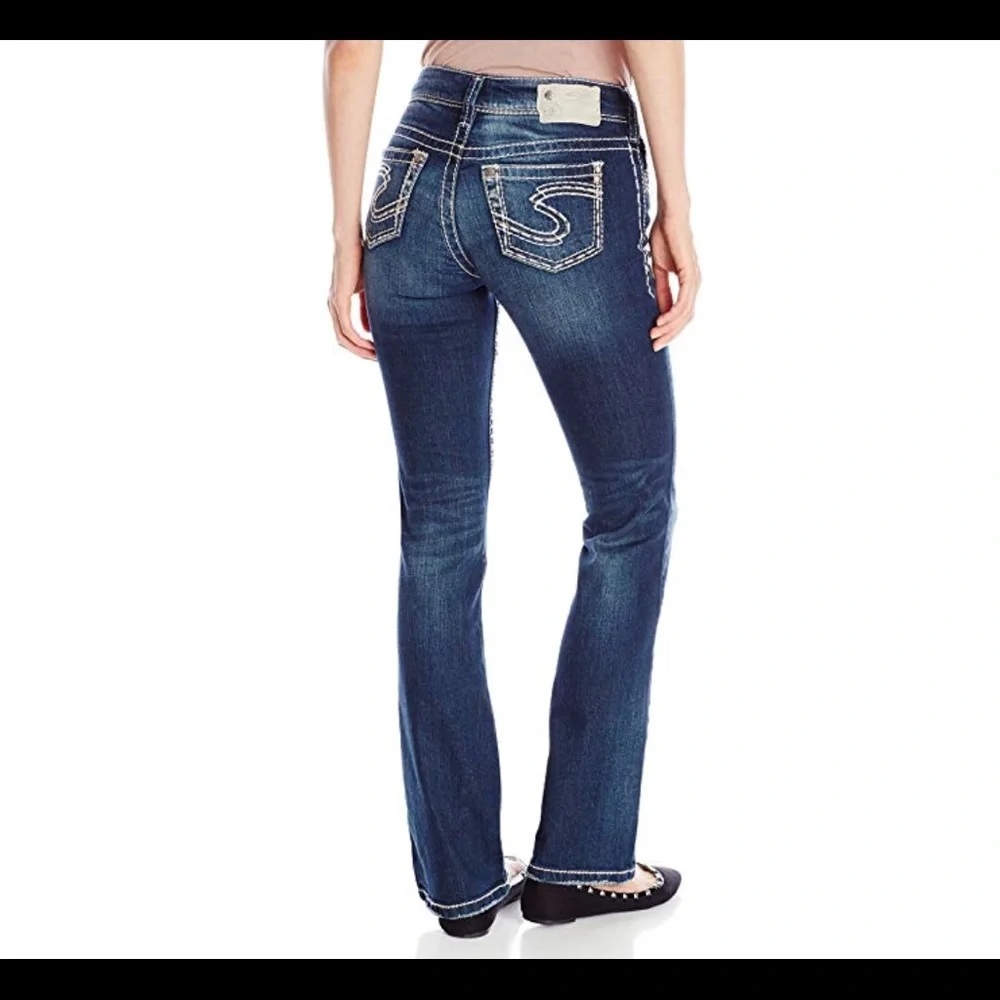 Silver Jeans Aiko Boot Cut Jeans Women’s Size 26 Thick Stitch Medium Wash EUC